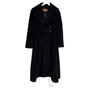 Sachi Collection Overcoat Women's Size 8 Black Wool Blend Double Breasted
